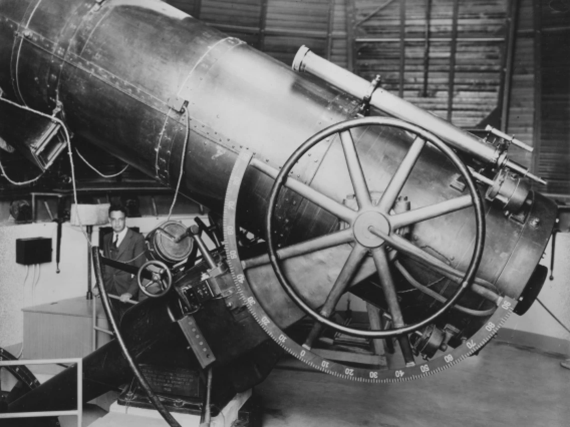 The original 36-inch telescope installed in the dome at Steward Observatory