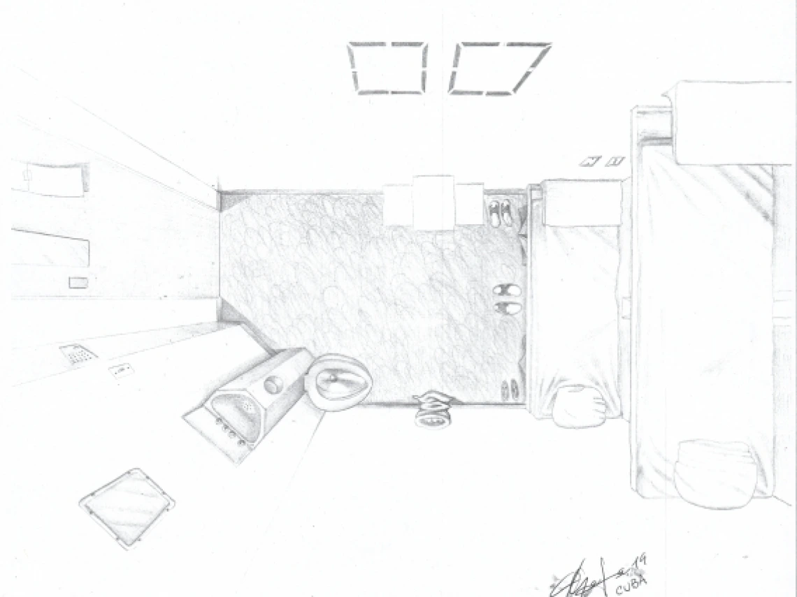 Sketch of detention center cell